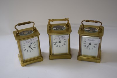Lot 398 - Three brass carriage clocks