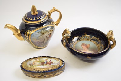 Lot 428 - Small size Vienna type porcelain dish, teapot...