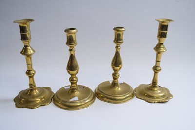 Lot 478 - Two pairs of brass candlestick
