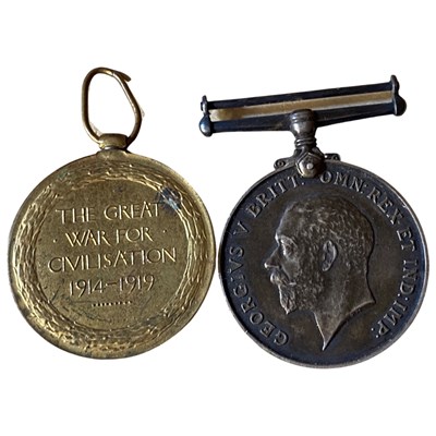 Lot 5 - First World War British George V medal pair to...