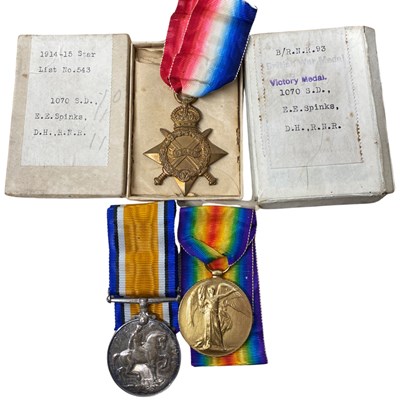 Lot 6 - British First World War medal trio impressed...