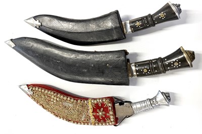 Lot 71 - Quantity of four Indian/Nepalese kukri knives,...
