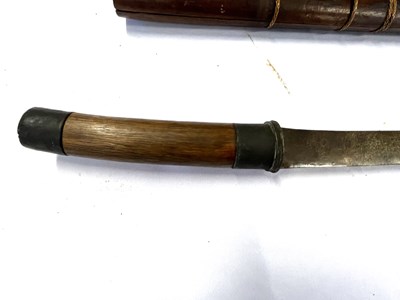Lot 89 - Burmese Dha sword with metal collar pommel and...