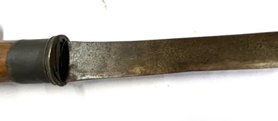 Lot 89 - Burmese Dha sword with metal collar pommel and...