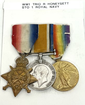 Lot 382 - Great War Royal Navy Medal Trio, comprising...