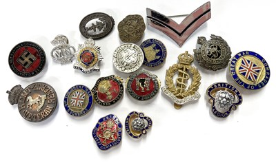 Lot 390 - Tin: collection of various lapel and collar...