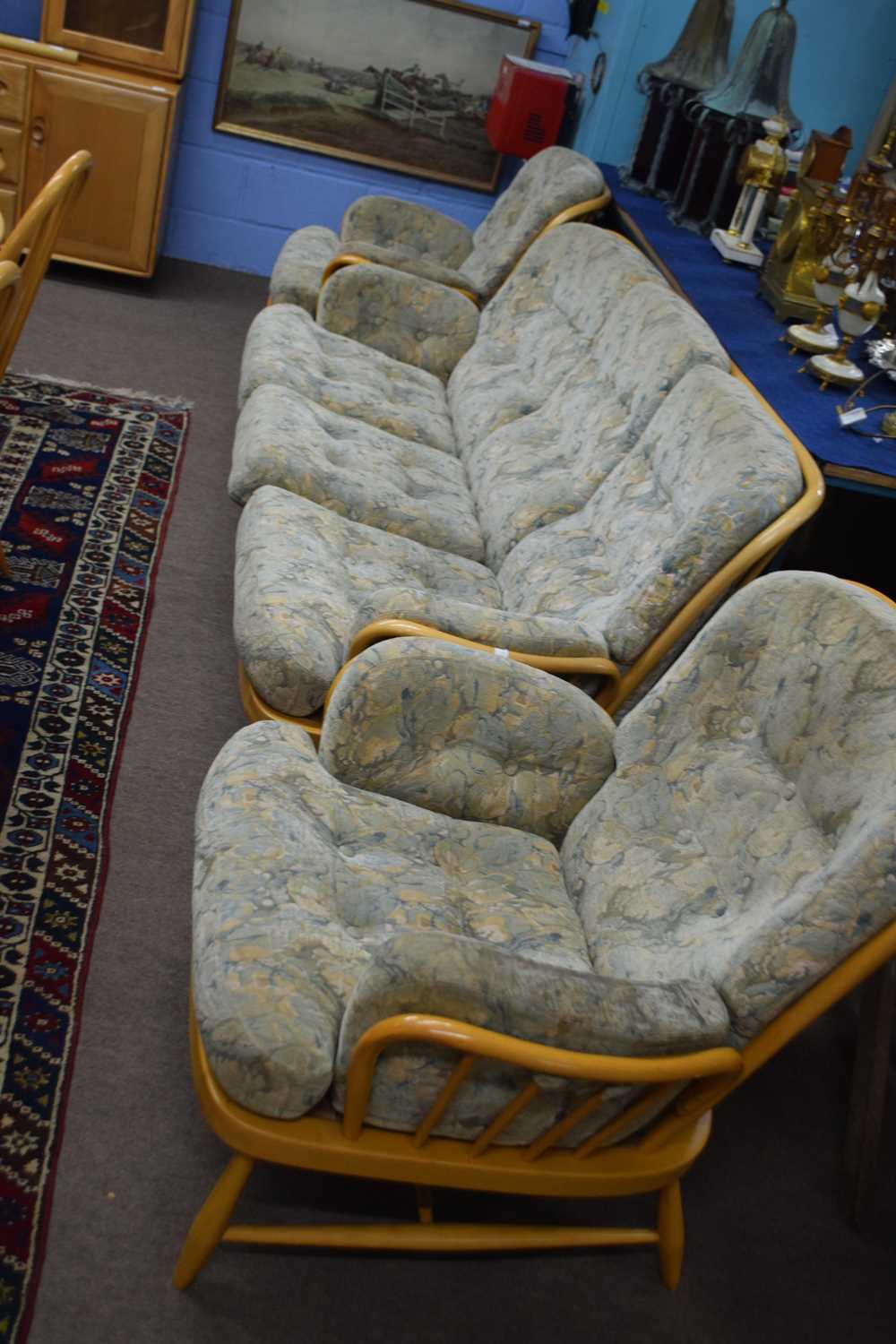 Lot 492 - Ercol three piece suite, sofa 190cm wide