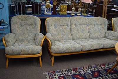 Lot 492 - Ercol three piece suite, sofa 190cm wide