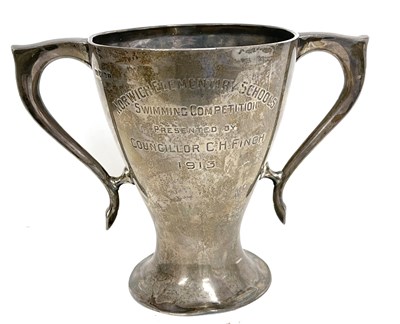 Lot 29 - George V silver twin handle trophy engraved...