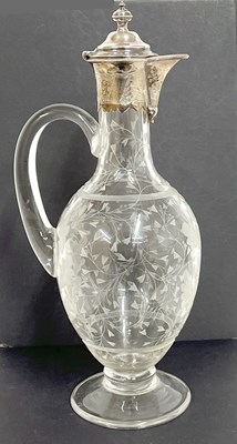 Lot 30 - Victorian crystal and silver claret jug, the...