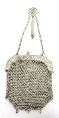 Lot 60 - Chinese export silver mesh chain purse, the...