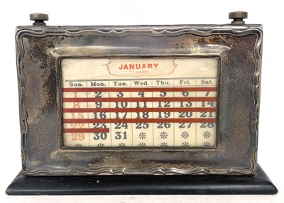 Lot 76 - George VI silver mounted desk calendar,...