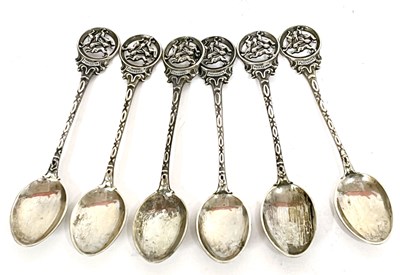 Lot 87 - Six German white metal souvenir teaspoons the...