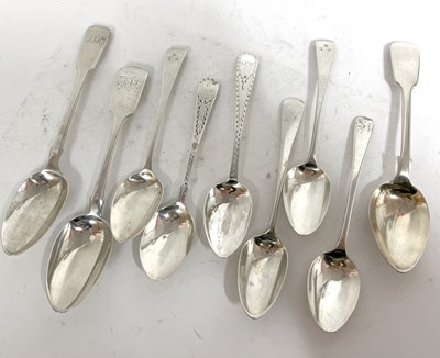 Lot 91 - A group of nine Exeter teaspoons, various...