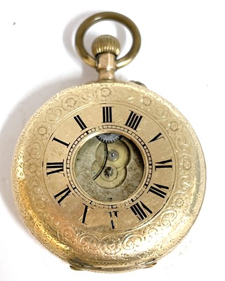 Lot 176 - Yellow metal pocket watch stamped in the case...