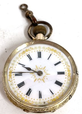 Lot 177 - Yellow metal ladies pocket watch with a...