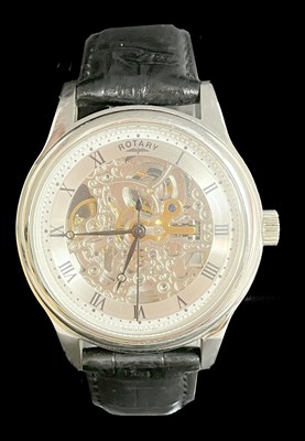 Lot 195 - Automatic skeleton Rotary gents wristwatch,...