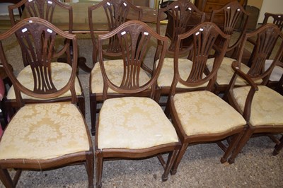 Lot 409 - Set of eight mahogany shield back dining chairs