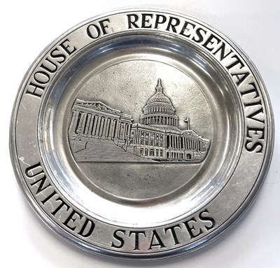 Lot 332 - A commemorative metal dish from Congressman...