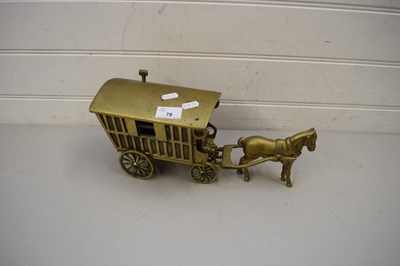 Lot 79 - BRASS GIPSY CARAVAN AND HORSE