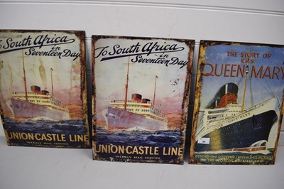 Lot 84 - THREE REPRODUCTION METAL SHIPPING SIGNS TO...
