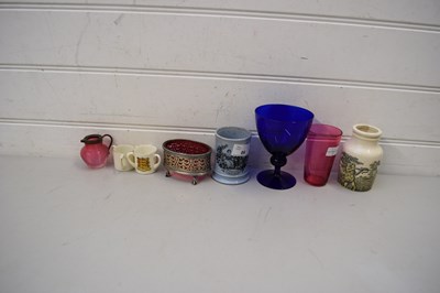 Lot 86 - MIXED LOT BLUE GLASS WINE, SILVER PLATED...