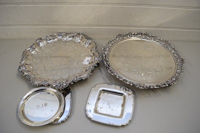 Lot 92 - TWO SILVER PLATED SERVING TRAYS WITH FLORAL...