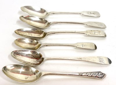 Lot 96 - Group of six Dublin teaspoons, four Victorian,...