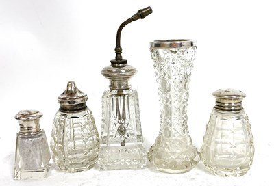 Lot 117 - Group of five small glass bottles and a vase...