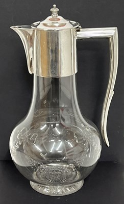 Lot 132 - George V glass and silver mounted claret jug,...