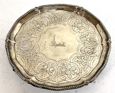 Lot 133 - George III silver armorial footed small salver...