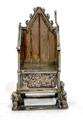 Lot 136 - Silver miniature coronation chair London 1901,...