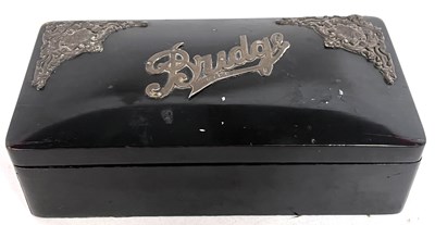 Lot 156 - Edwardian ebonised bridge playing card box,...