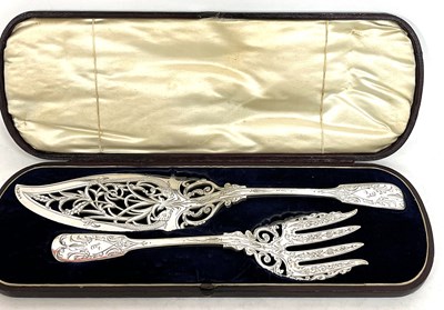 Lot 168 - Pair of Victorian fiddle pattern silver plated...