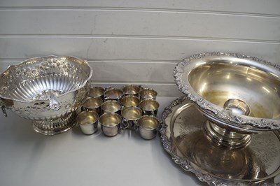 Lot 116 - LARGE SILVER PLATED PUNCH BOWL WITH LADLE AND...