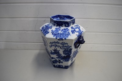 Lot 125 - LARGE BLUE AND WHITE HEXAGONAL JAR TOGETHER...
