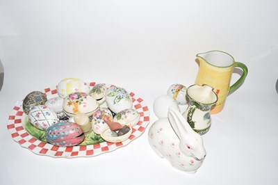 Lot 2 - Collection of various ceramic eggs, meat plate...