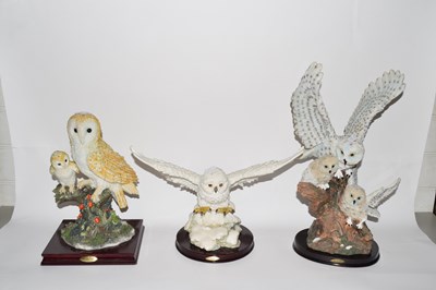 Lot 8 - Group of three resin model owls