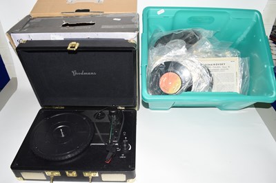 Lot 22 - Modern portable Goodmans turntable and box of...