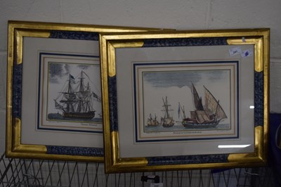 Lot 241 - Pair of coloured French prints, shipping...