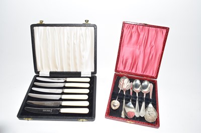Lot 98 - Case of butter knives and a case of various...