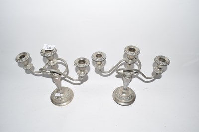 Lot 142 - Pair of silver plated candleabra