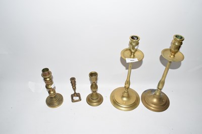 Lot 163 - Mixed Lot: Brass candlesticks