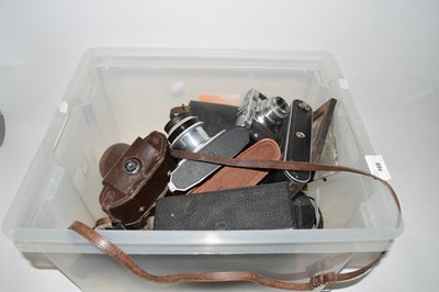 Lot 168 - A box of various vintage cameras to include...