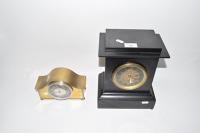 Lot 181 - Victorian black slate cased mantel clock...