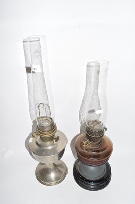 Lot 183 - Mixed Lot: Two oil lamps, one with glass font,...
