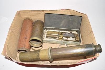Lot 207 - Mixed Lot: 19th Century brass telescope, for...