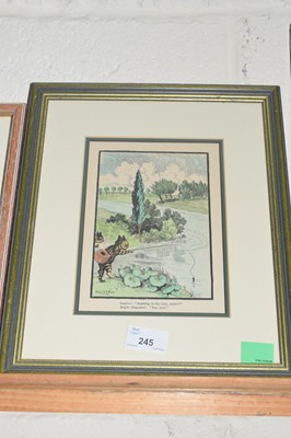Lot 245 - Louis Wain, coloured print The Angler, framed...