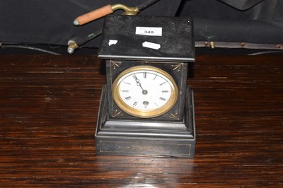 Lot 340 - Small Victorian black slate cased mantel clock