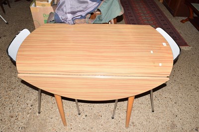 Lot 382 - Retro melamine drop leaf kitchen table and two...